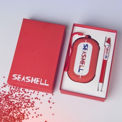 Набор SEASHELL-2:универсальное зарядное устройство(6000 mAh) и ручка в подарочной коробке,черный