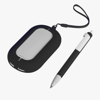 Набор SEASHELL-2:универсальное зарядное устройство(6000 mAh) и ручка в подарочной коробке,черный