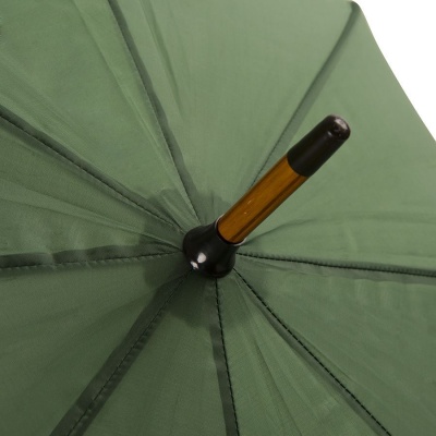 Зонт-трость механический, деревянная ручка, нейлон, D=105, зелёный