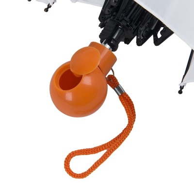Зонт складной FANTASIA, механический, белый с оранжевой ручкой
